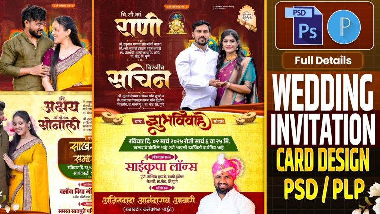 Wedding Invitation Card | Marathi Lagna Patrika Banner Editing In Photoshop | PSD, PLP, Materials