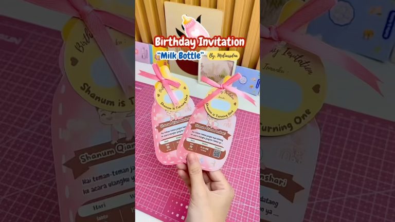 DIY Birthday Invitation Tema Milk Bottle Pink 🍼 #birthdayinvitation #undanganulangtahun #canva #diy