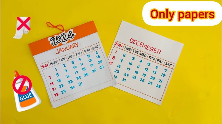 2024 Calendar Making || no glue paper crafts||DIY || calendar making ideas 📆 ||2024🥳