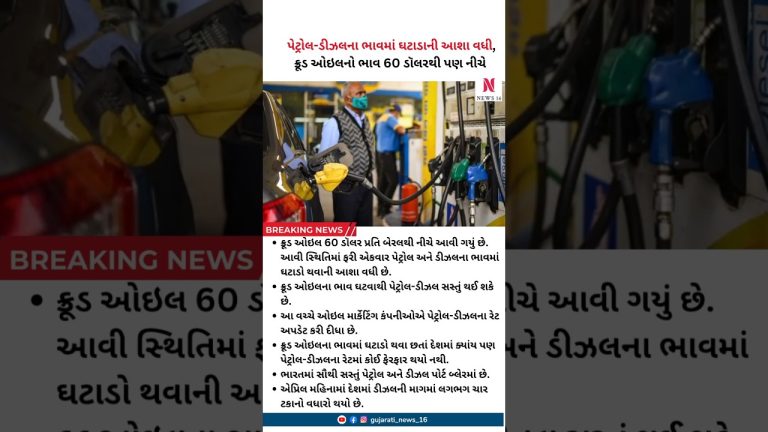 Business News : Petrol – Dieselના ભાવમાં ઘટાડાની આશા વધી