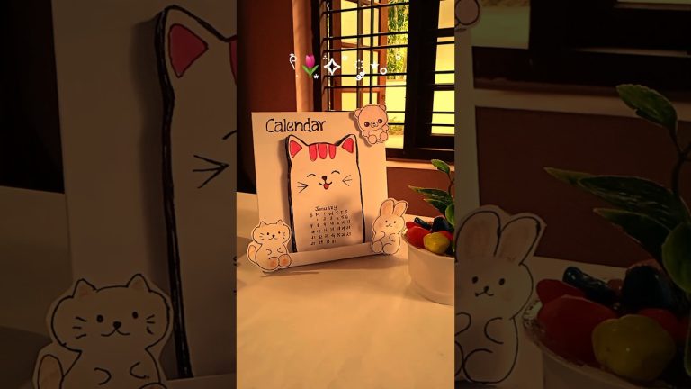 Cute calendar making malayalam|Cute desk decor| diy calendar making🐰🐱 @i-amKeerthana #diy