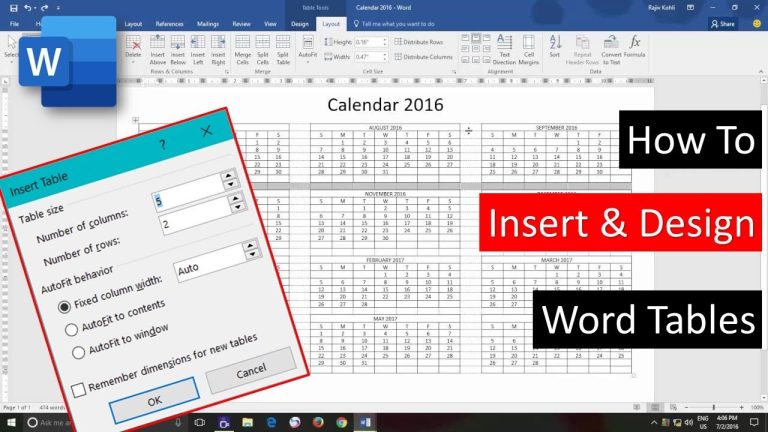 How To Calendar Design in Microsoft Word Tutorial – Lesson 10