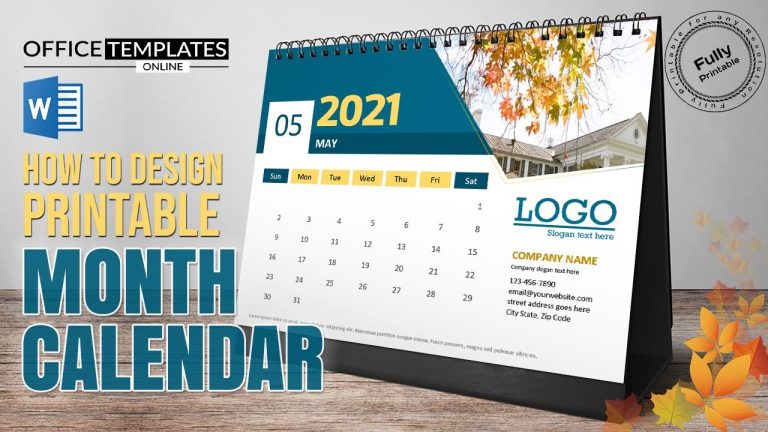How to Design Printable Month Calendar in MS Word | One-Page Calendar