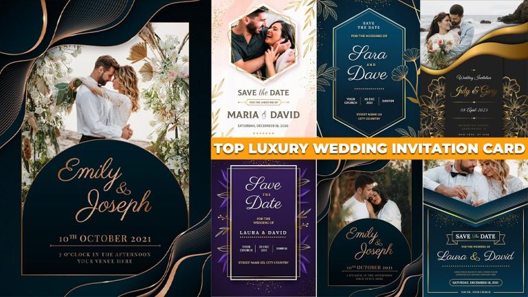 Top 6 Golden Luxury Wedding Invitation Card Template Free