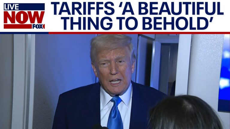 WATCH: Trump talks tariffs, futures market sell-off while on AF1 | LiveNOW from FOX
