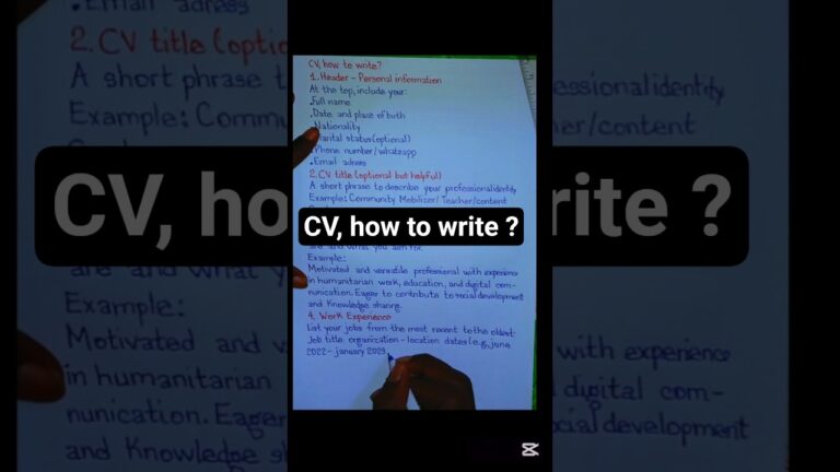 CV, how to write?