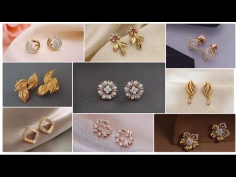 Elegant daily wear gold stud earrings designed for women/latest lightweight earrings
