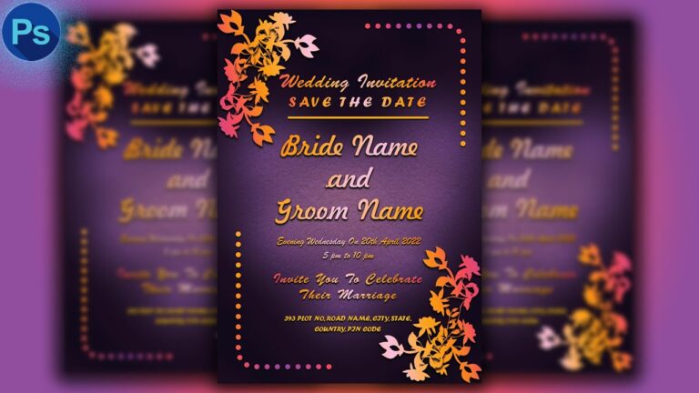 Cool & Attractive Wedding Invitation Card Design In Photoshop CC | Wedding Card Design – Photoshop