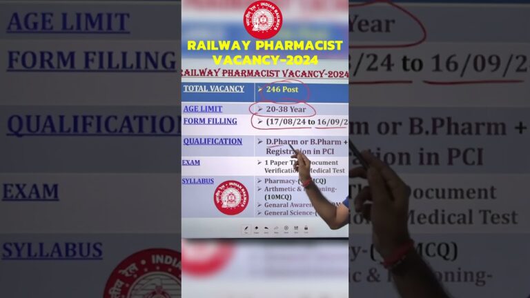 Railway Pharmacist Vacancy 2024 Complete Detail | RRB Recruitment | RRB Paramedical Recruitment 2024