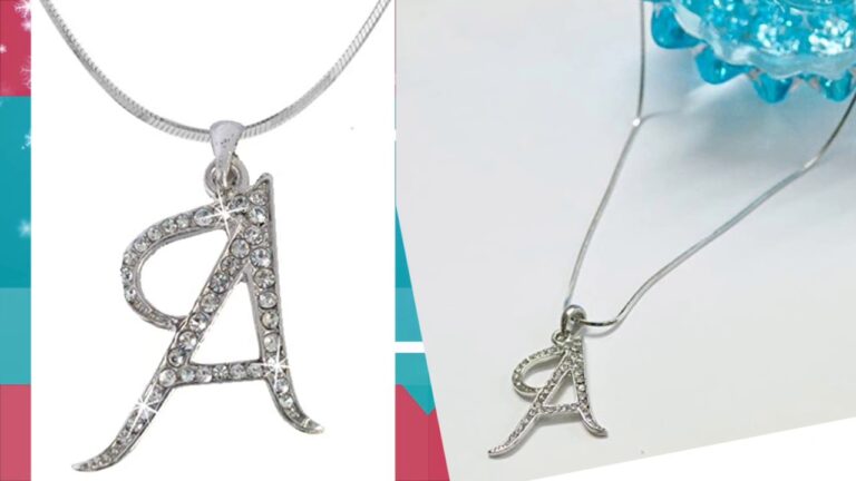 'A' Letter Alphabet Pendant for Women and Girls/Diamond Silver Pendant #Necklace Jewellery for Women