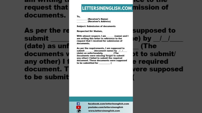 Late Submission of Documents Cover Letter