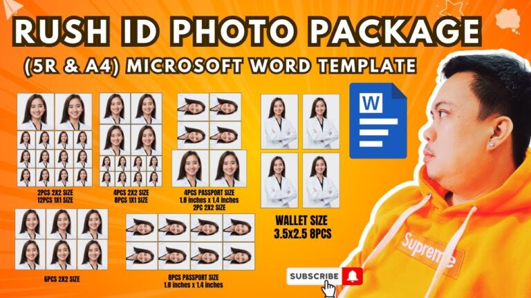 RUSH ID PHOTO PACKAGE | 2X2 | WALLET SIZE | (5R & A4 PHOTOPAPER) MICROSOFT WORD TEMPLATE