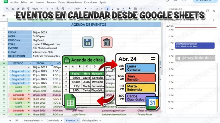 Como CREAR EVENTOS en GOOGLE CALENDAR desde GOOGLE SHEETS / Integración con Apps Script