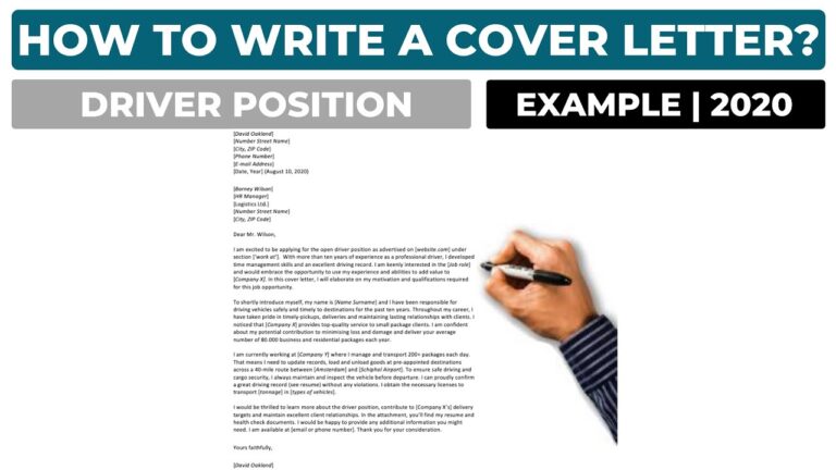 How To Write A Cover Letter For A Driver Position? | Example