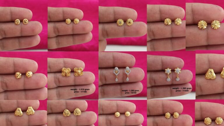 New hallmark gold mini stud earrings designs 2025 with weight & price || daily wear stud earrings ||