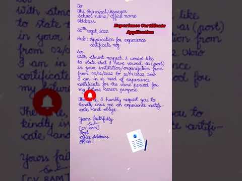 Application for experience certificate in english| How to write experience certificate letter