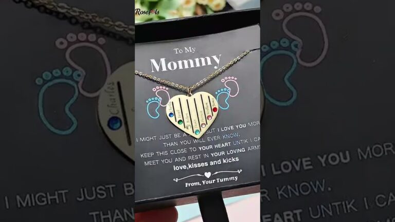 Personalized Family Engraved 1-7 Birthstones and Name Necklace – Gift For Mother and Grandmother