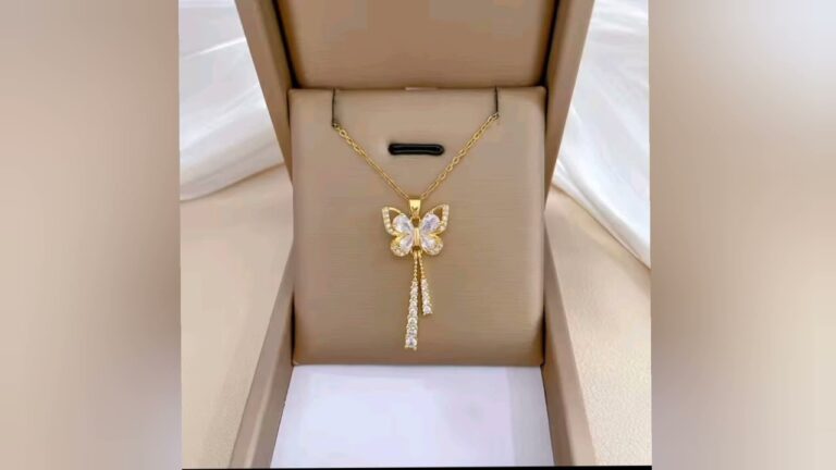 Rs 4$ Exquisite Micro Inlaid Zircon Butterfly Tassel Necklace for Women Details in Discription