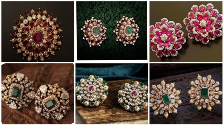 gold stones big ear studs for women with weight//earstuds//eartops.