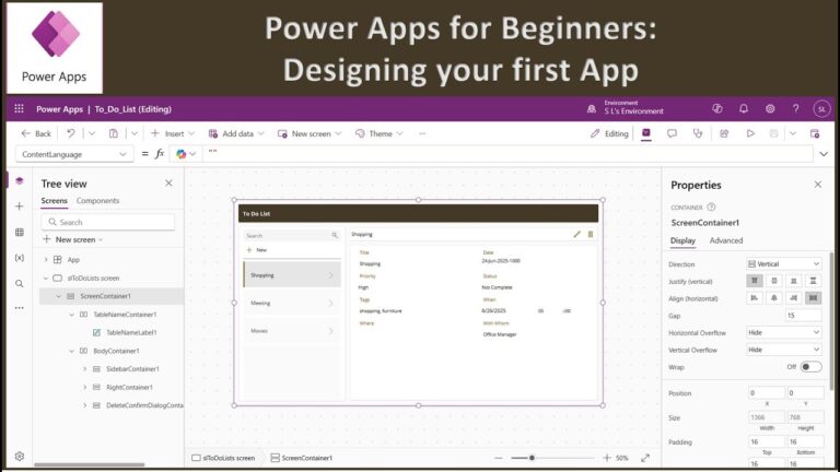 Power Apps for Beginners: Designing your first App