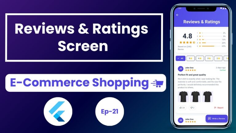 Reviews & Ratings Screen Ep-21 – E-Commerce Shopping App In Flutter