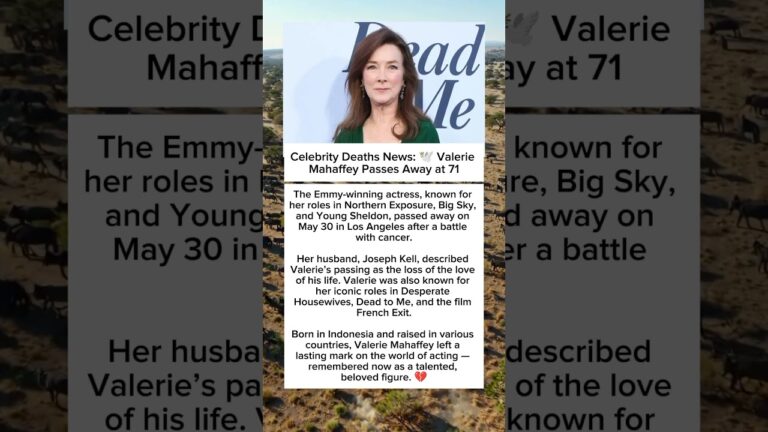 Celebrity Deaths News: 🕊️ Valerie Mahaffey Passes Away at 71 #valeriemahaffey #celebritynews #rip