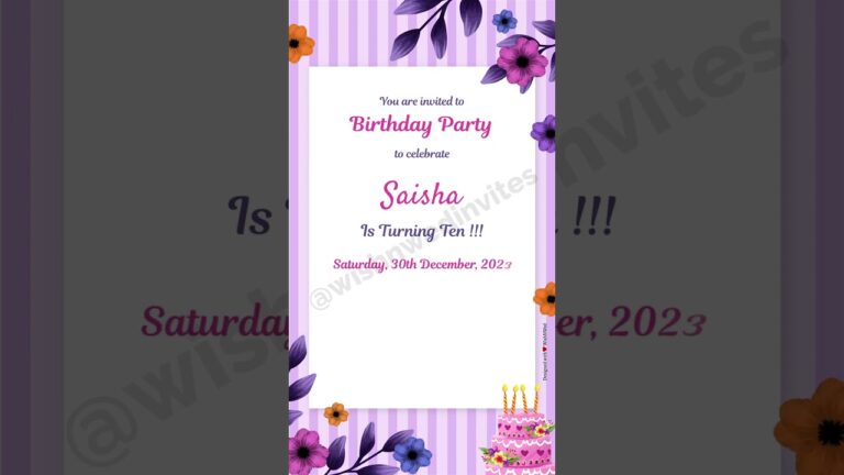Birthday Invitation Video Template | Diy birthday invitation | Invitation Template – WishNWed