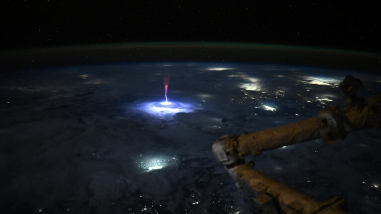 ISS astronaut captures a rare phenomenon from orbit — a giant ‘sprite’ above a thunderstorm