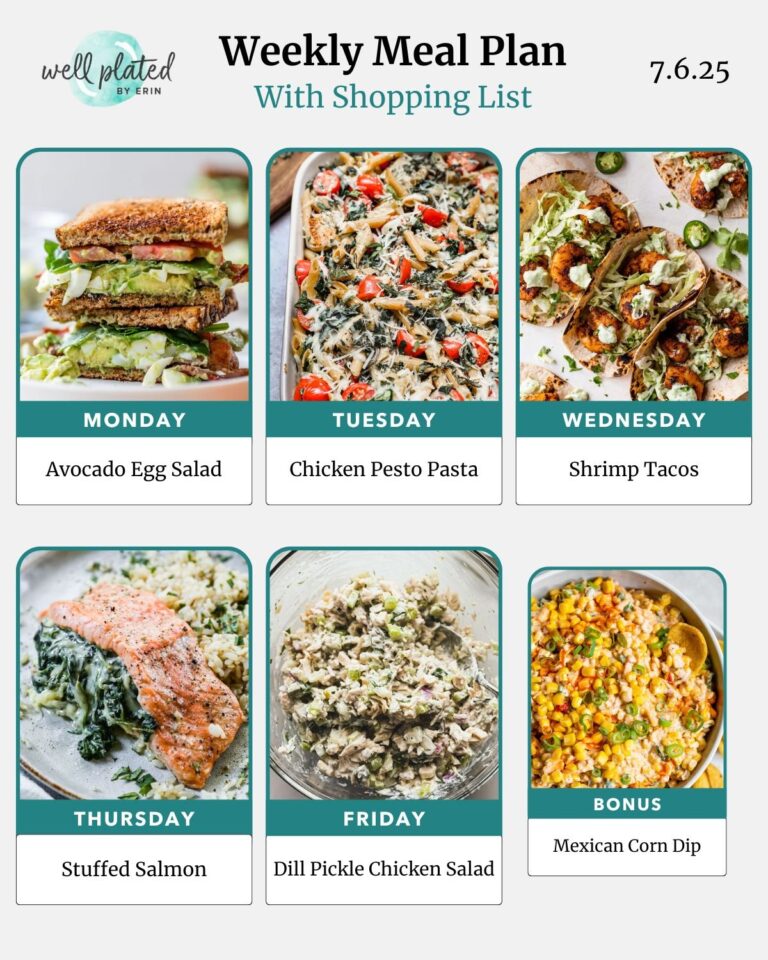 Weekly Meal Plan 7.6.25 – WellPlated.com