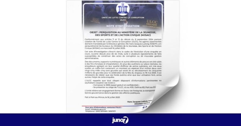 L’ULCC perquisitionne les locaux du ministère de la Jeunesse à Pétion-Ville  – Haiti Gazette