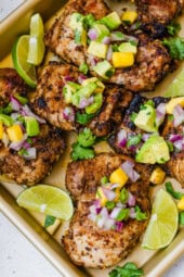 Grilled Jerk Chicken with Mango Avocado Salsa
