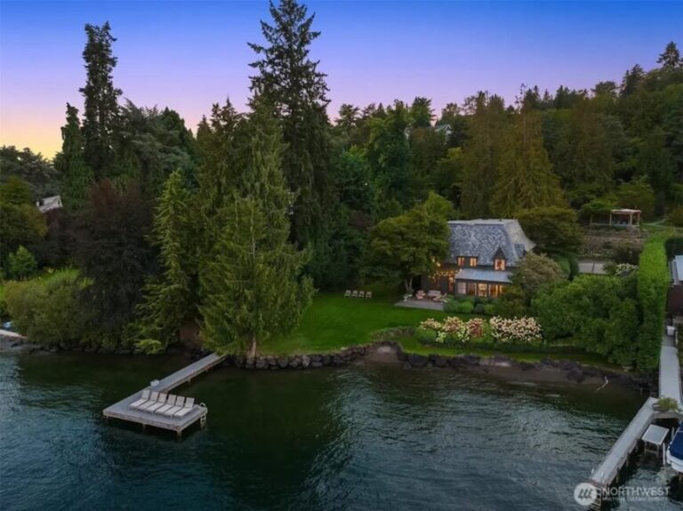 Explore this 4,663 Sq. Ft. Waterfront Home in Seattle, Washington, Featuring a Guest House, Sports Court and Private Dock with Boat Lift