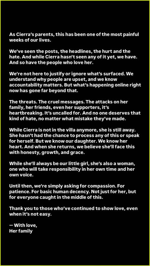 Cierra Ortega’s Family Breaks Their Silence After She’s Removed from ‘Love Island USA’ Amid Racism Controversy