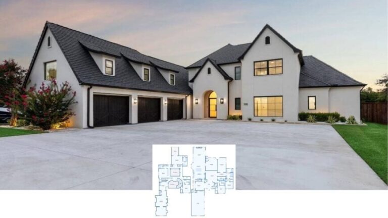Experience This 6,699 Sq. Ft. 5 Bedroom French Manor with Vaulted Living Spaces and Floor Plan Included