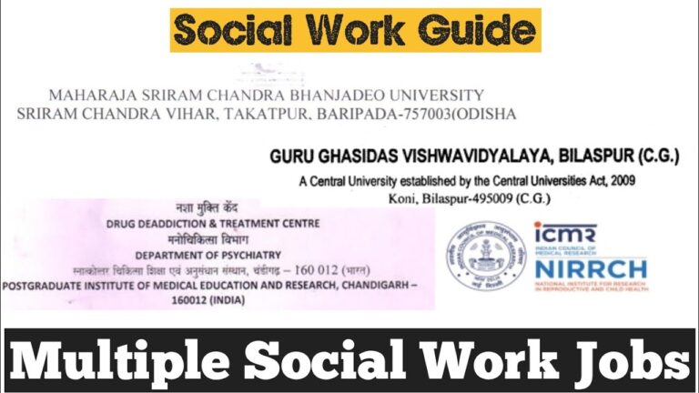 Social Work jobs||PGIMER-Chandigarh/NIRRCH-Mumbai/Central University||Social Work Career Opportunity