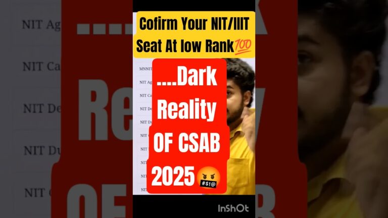 CSAB Seat Matrix 2025 Out✅| All NIT/IIIT CSE Vacant Seat for CSAB 2025🚨| CSAB Counselling 2025 #csab