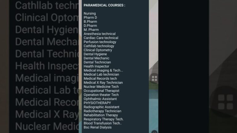 LIST OF PARAMEDICAL COURSES AFTER 12 TH STANDARD| PARAMEDICAL COURSES WITHOUT NEET EXAM 2022