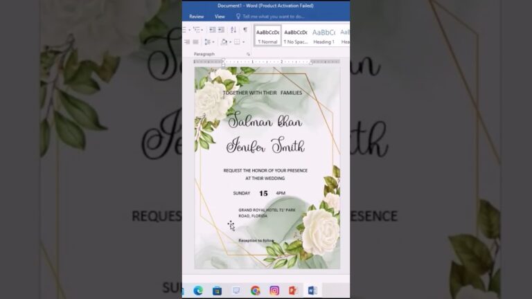 wedding invitation card on Microsoft word #shorts #weddinginvitation #microsoftword [FREE TEMPLATE]