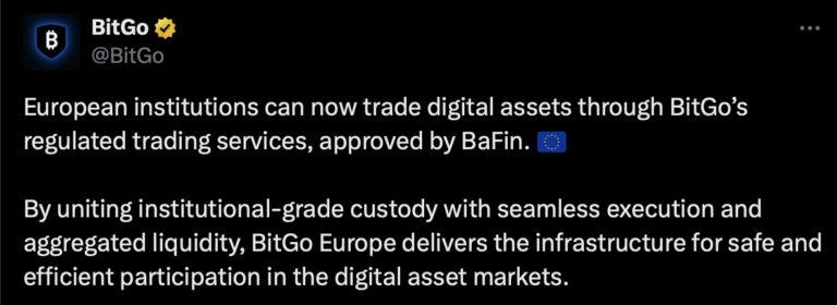 BitGo Secures MiCA License Extension, Can Offer Trading in Europe