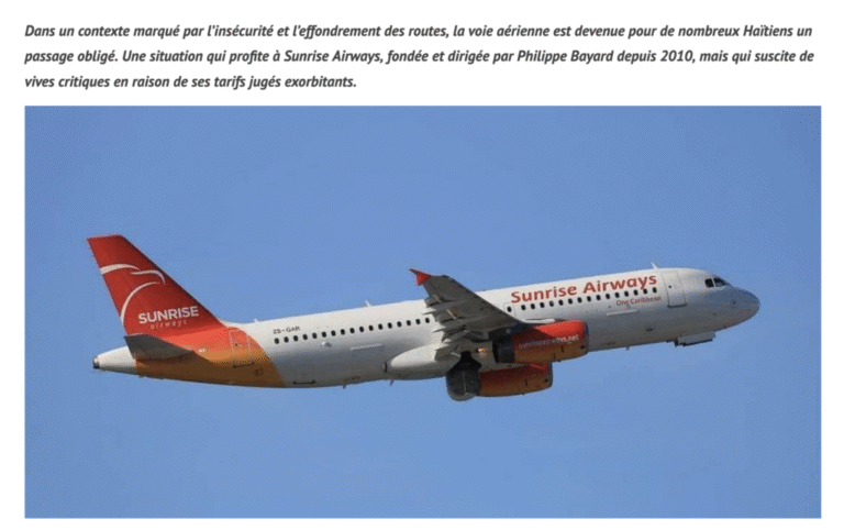 Philippe Bayard et Sunrise Airways, entre critiques et nécessité – HAITIAN-TRUTH.ORG Proud to be Haiti’s most informative NEWS site