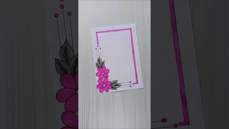 6 easy border/Pink Flower Border Design | Stylish Project Frame/Priyanka Gunwal/assignment #shorts
