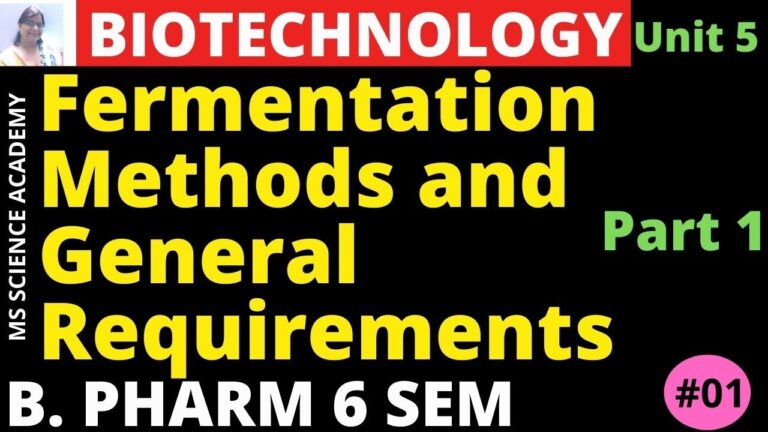 Fermentation Methods and General Requirements-Part 1-Biotechnology-Unit 5,  B. Pharmacy 6 Sem.-L.1