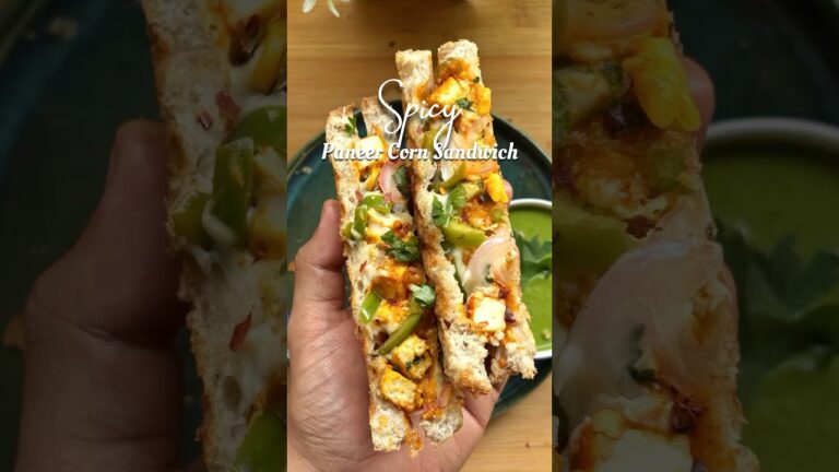Healthy Spicy Paneer Corn Sandwich for Breakfast or a lazy dinner #breakfast #recipes #sandwich