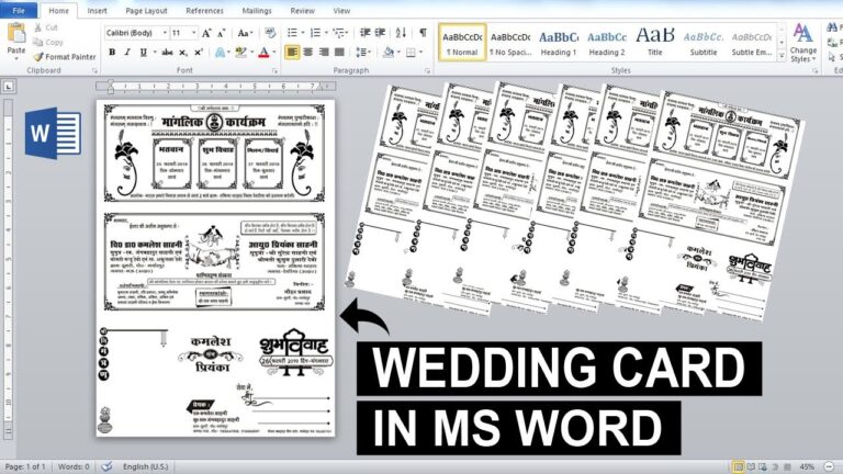 Wedding Card Design in Ms Word || How to Make Married Wedding invitation card design in ms word ||