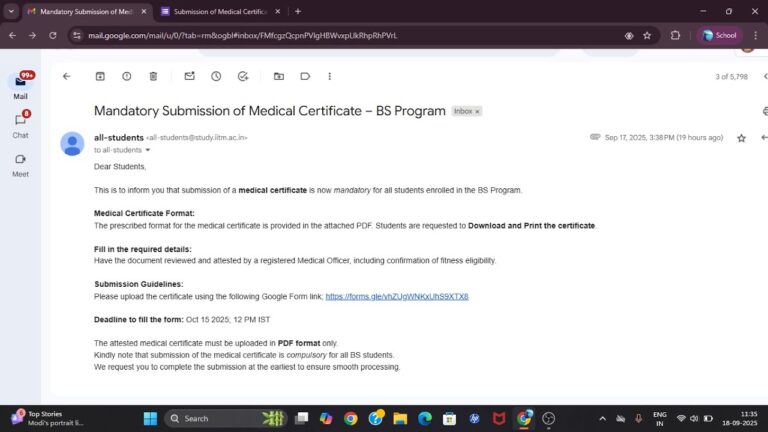 "BREAKING: IIT Madras Makes Medical Certificate MANDATORY – Deadline Soon..!!"
