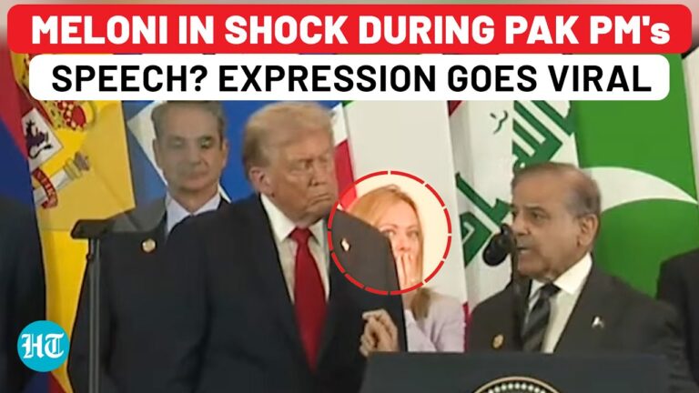 Meloni In Shock During Pakistan PM's Speech On Trump At Gaza Summit? Viral Expression| Sharif| Italy