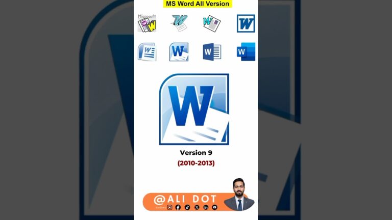 Ali Dot | MS Word All Versions List | Microsoft Word Evolution(1989–2025)‎🖥️  #computer #gadgets2025