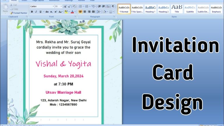How to make invitation card design in ms word | Invitation card banana sikhe MS Word me | MS Word