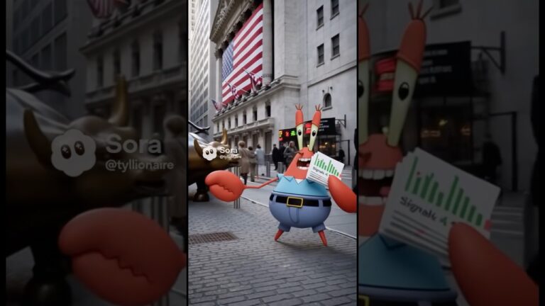 Mr. Krabs selling trading signals at the New York stock exchange #fyp #viral #shorts #trading