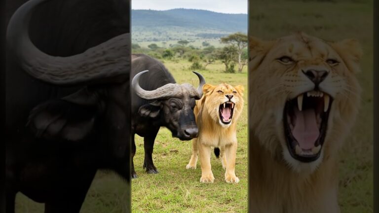 Savanna Showdown: Lioness vs. Cape Buffalo!#Wildlife #Africa #Safari #Lion #Buffalo #Lioness